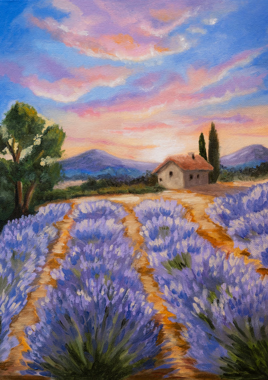 Tableau du mois de Juillet : coucher de soleil sur la provence 💜